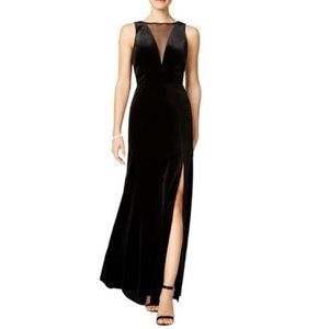 Nightway Plunging Illusion Velvet Dress - NWT